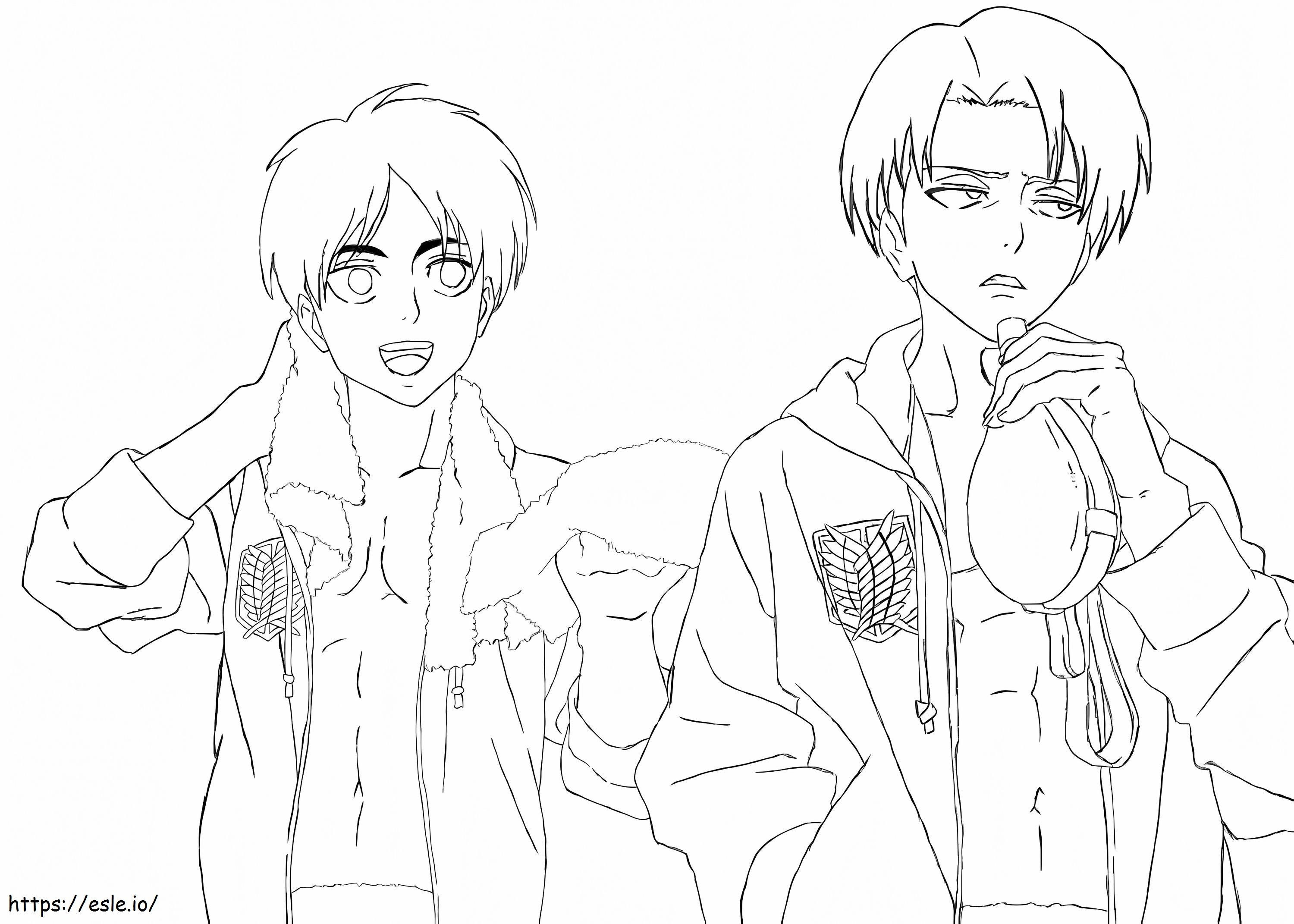 Eren și Levi de colorat