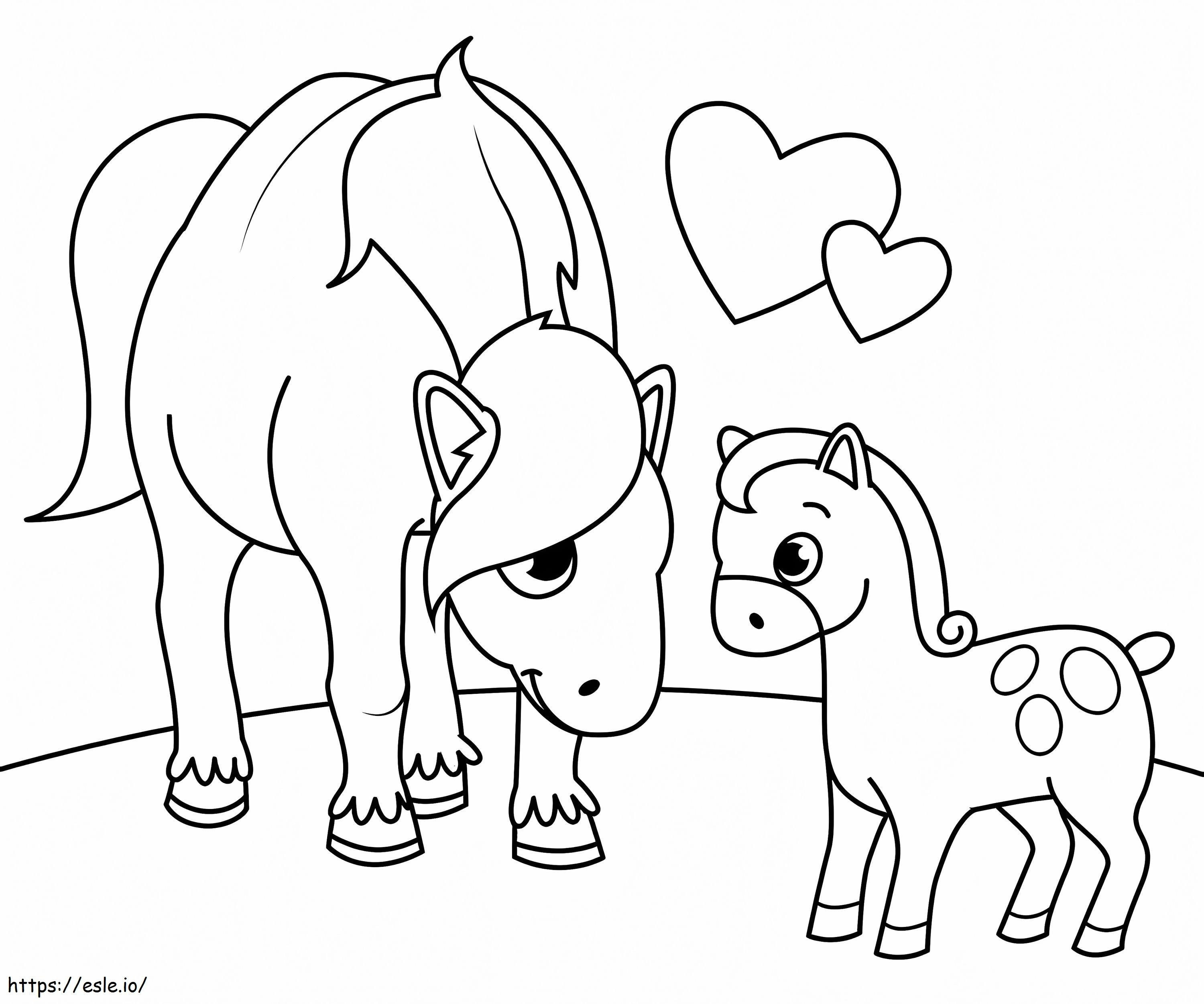 Mother With Baby Horse coloring page