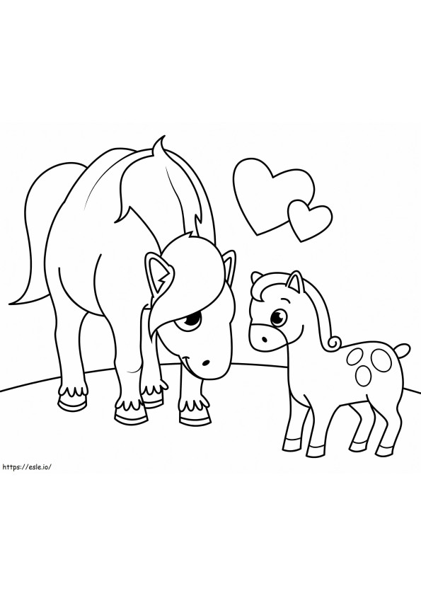 Mother With Baby Horse coloring page