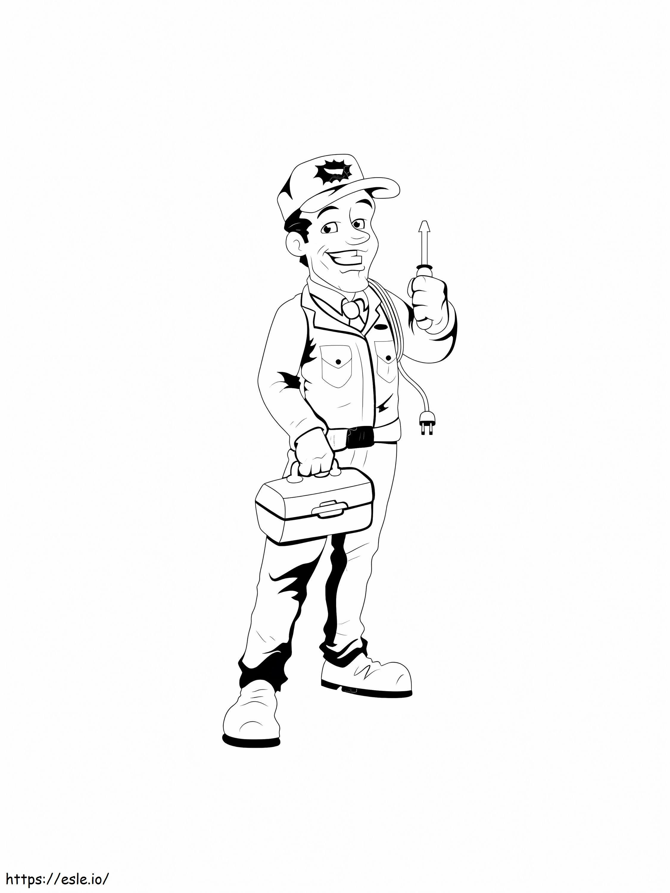 Electrician Is Smiling coloring page