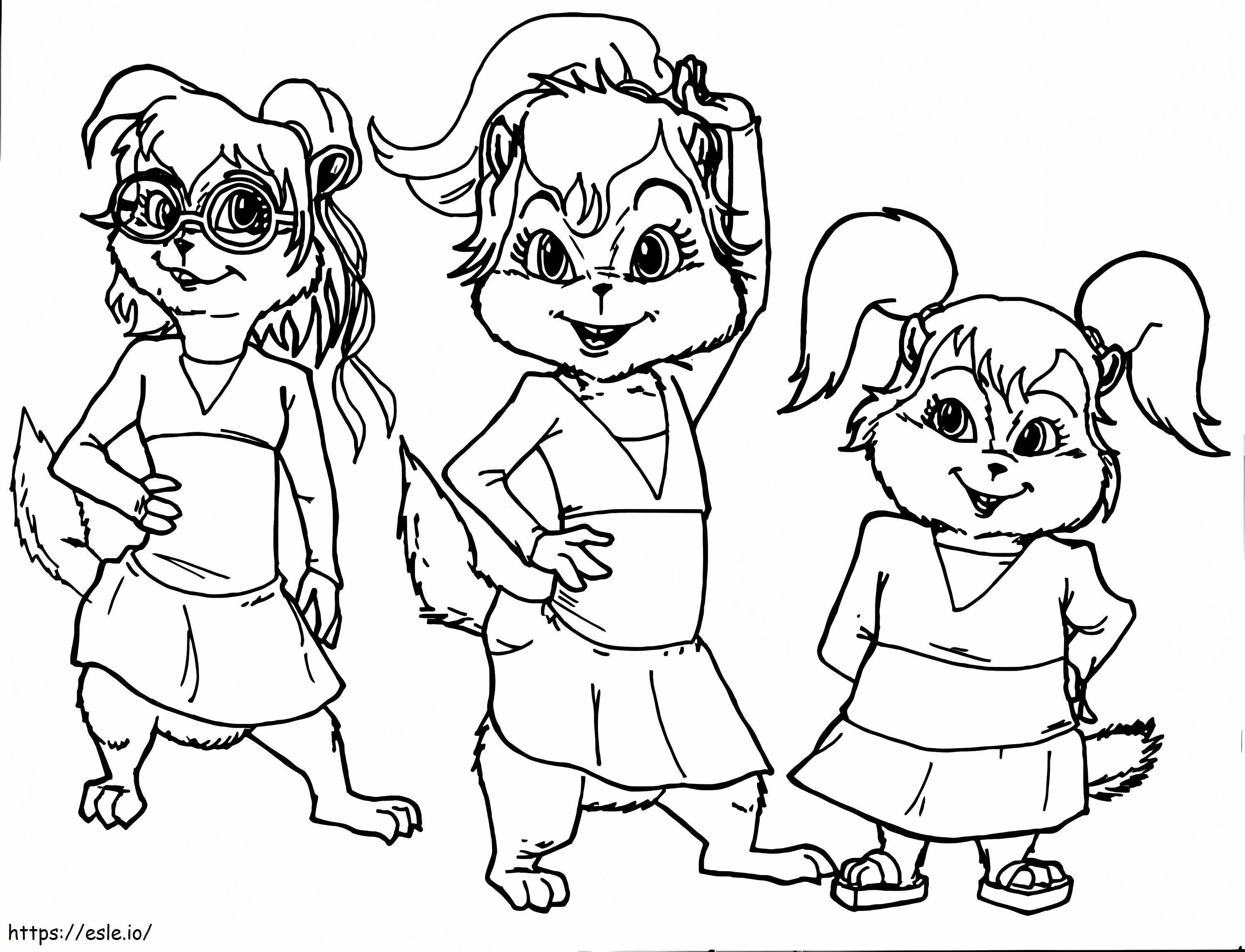 Cute Chipettes coloring page