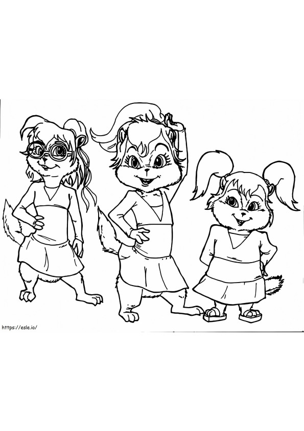 Cute Chipettes coloring page