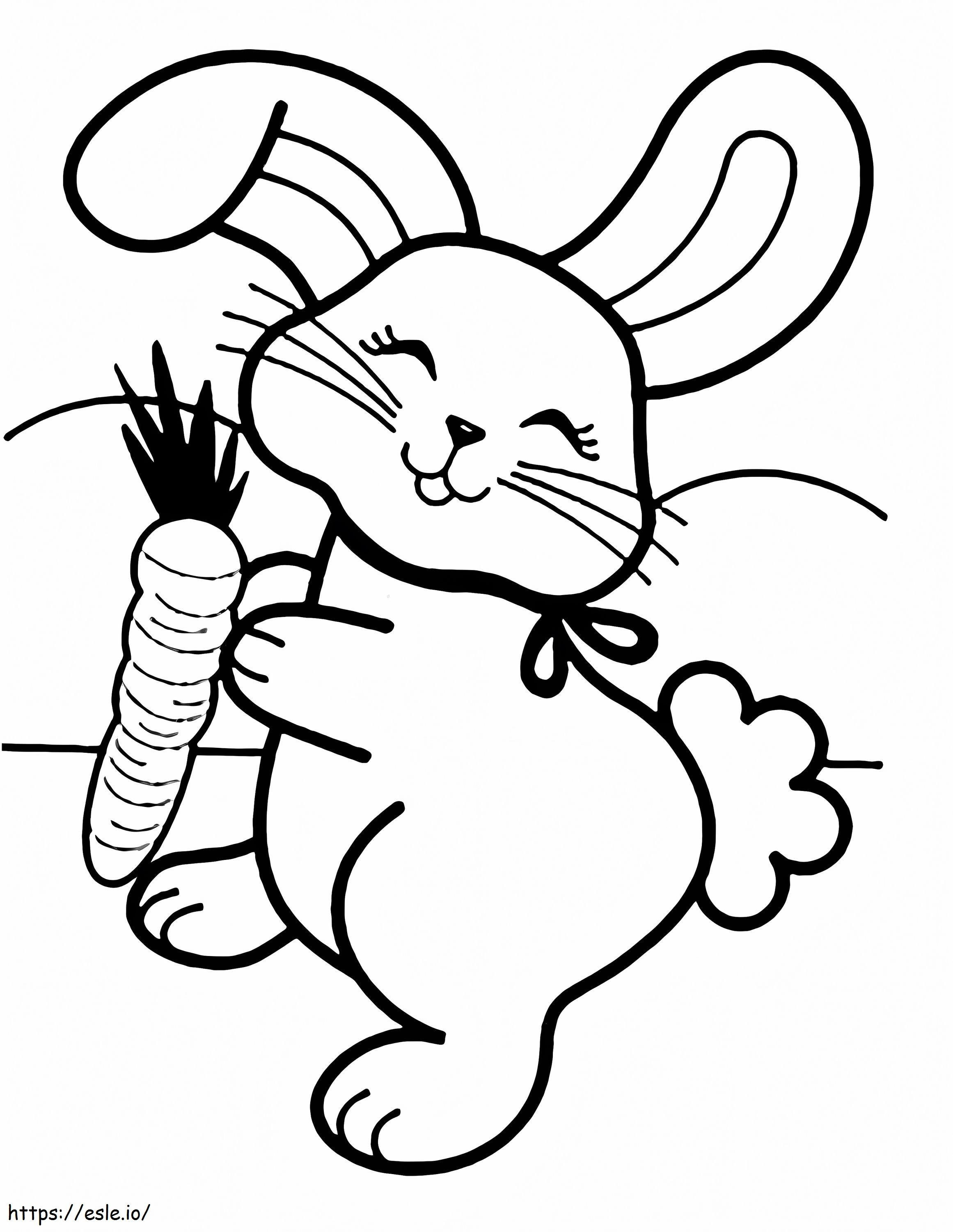 Coloriage Lapin heureux avec carotte à imprimer dessin
