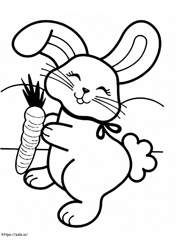 Coloriage Lapin heureux avec carotte à imprimer dessin