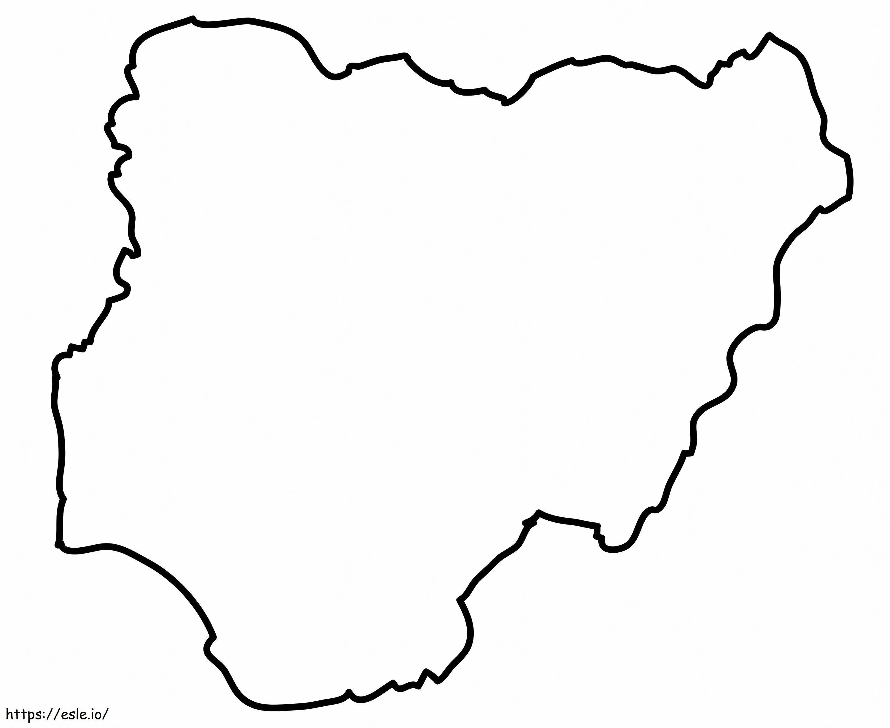 Mapa konturowa Nigerii kolorowanka