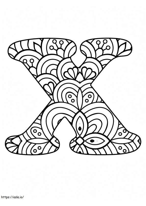 Litera X Mandala Alfabet de colorat