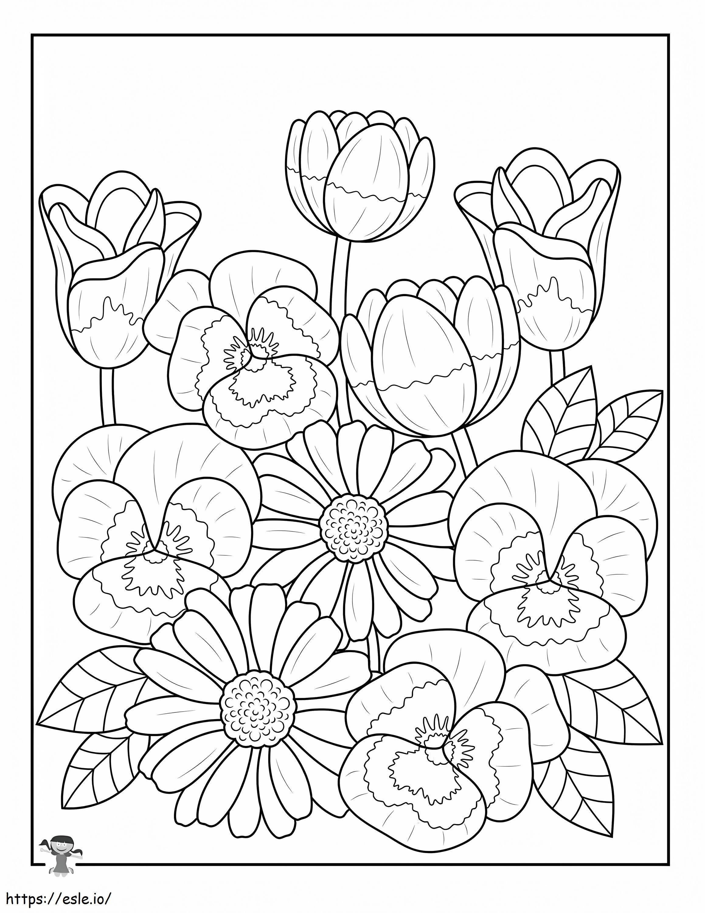 Coloriage Fleurs pour le printemps à imprimer dessin