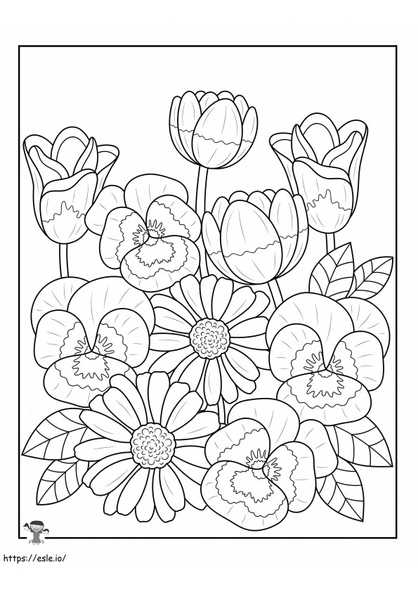 Coloriage Fleurs pour le printemps à imprimer dessin