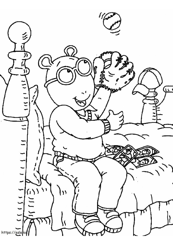 Arthur lukee huoneessa värityskuva