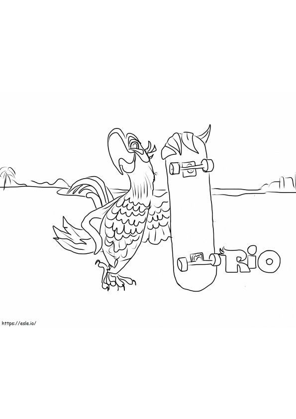 Blu And Skateboard coloring page
