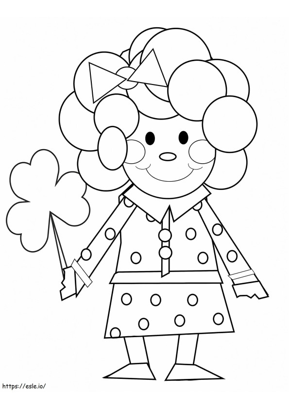  Garota de desenho animado com trevo para colorir