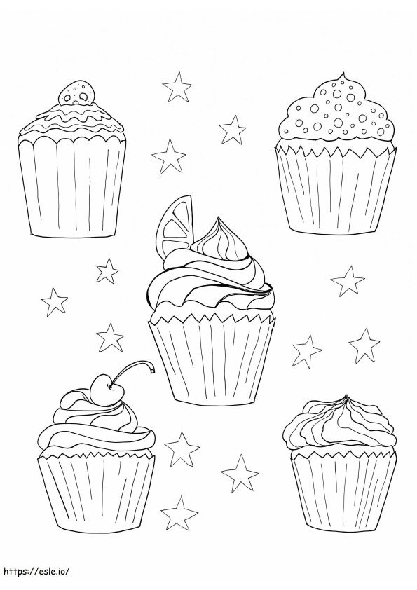 Coloriage Cupcake cinq à imprimer dessin