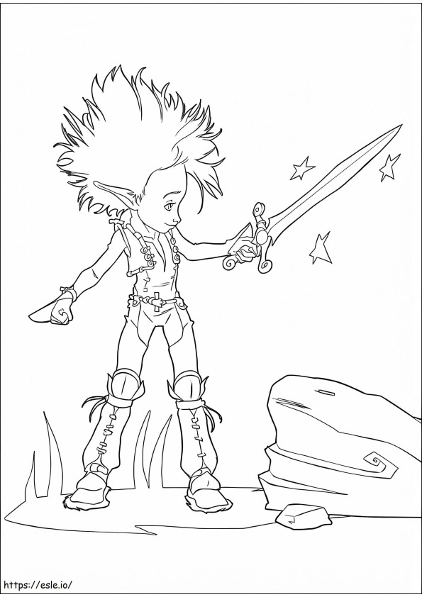 Arthur Holding Sword A4 coloring page