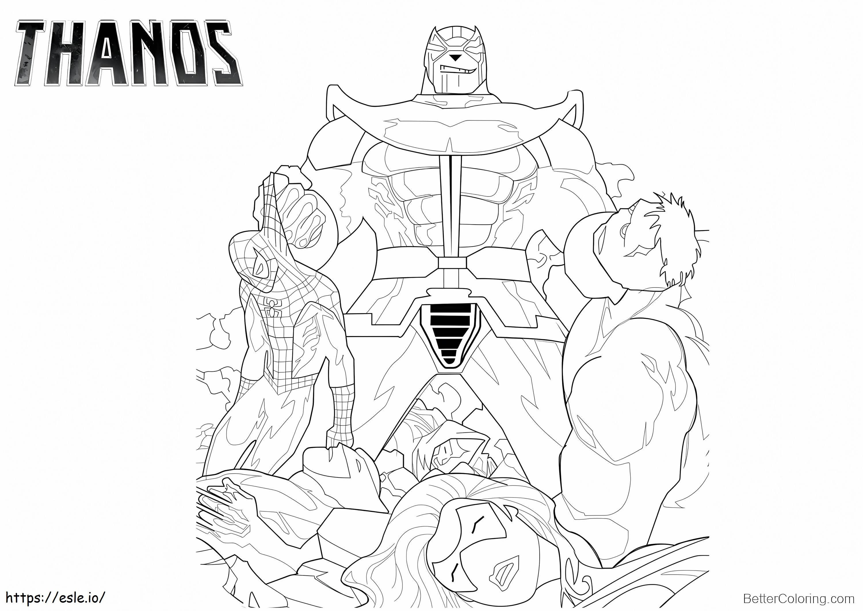 Thanos With Marvel Characters coloring page