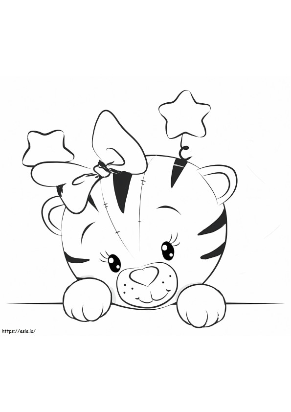  Adorável desenho animado Tiger A4 para colorir