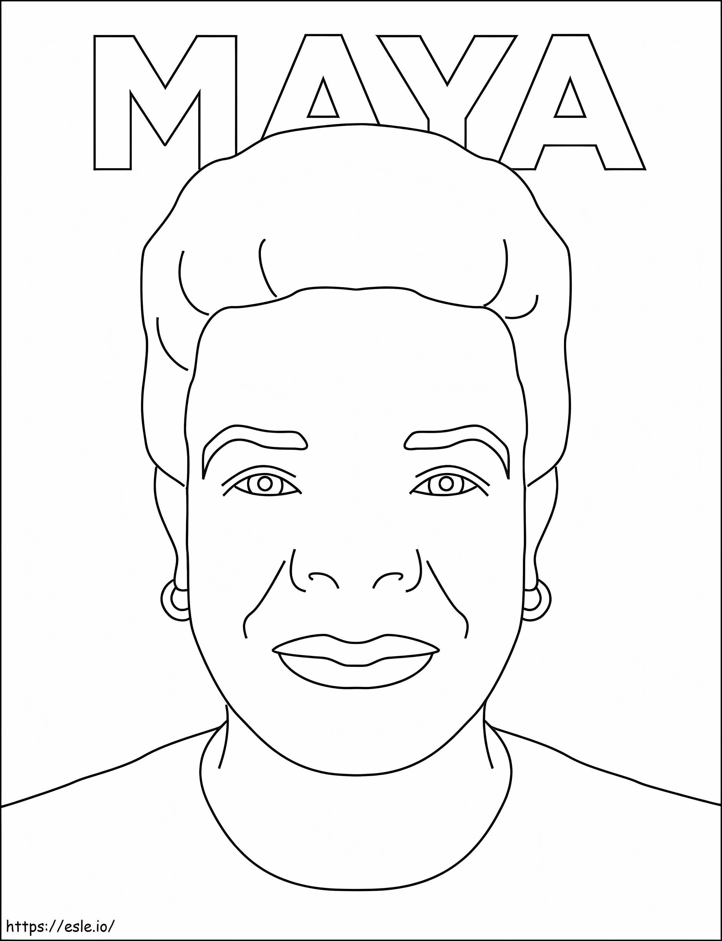 Imprimible Maya Angelou para colorear