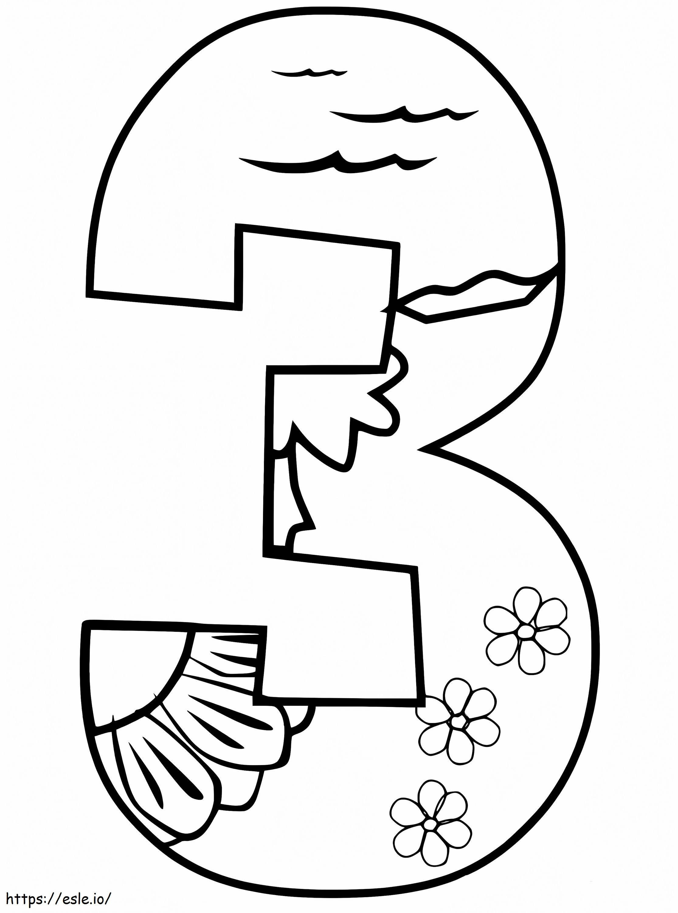 Number 3 Pattern coloring page