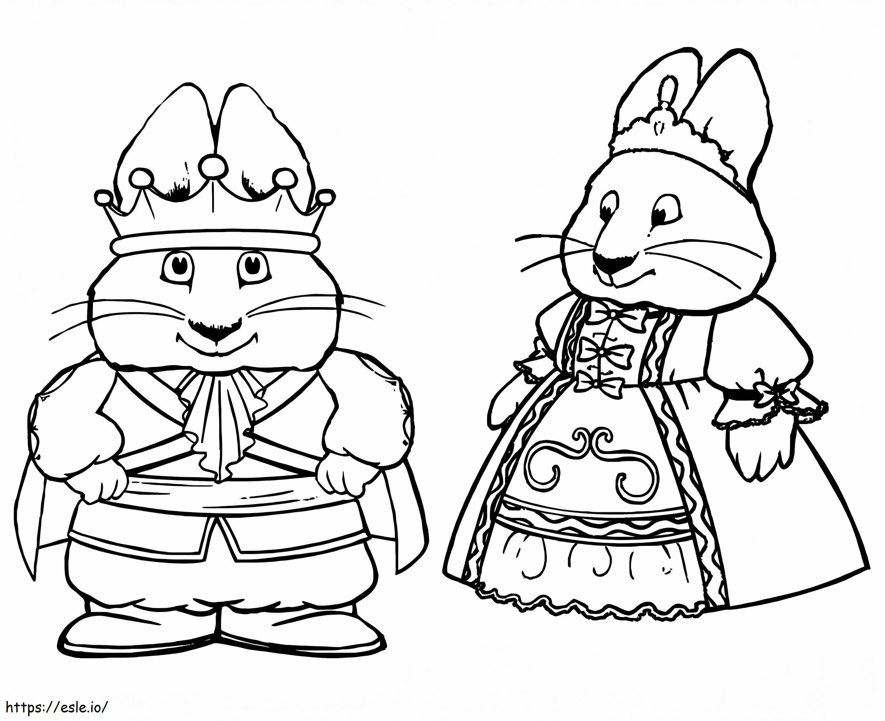 Max ja Ruby kuninkaallisilla vaatteilla värityskuva