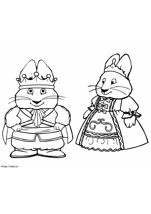 Coloriage Max et Ruby avec des vêtements royaux à imprimer dessin