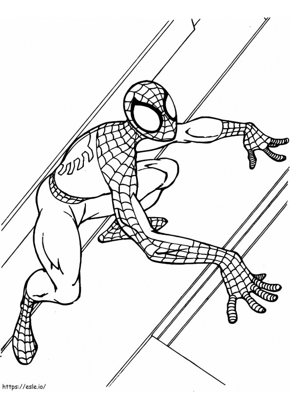 Spiderman está escalando para colorear