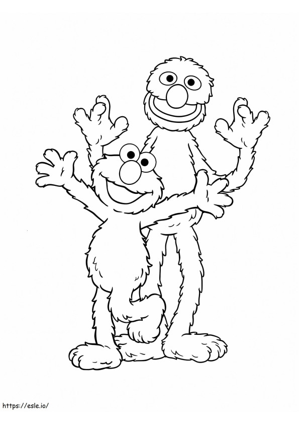 Coloriage Grover et Elmo à imprimer dessin