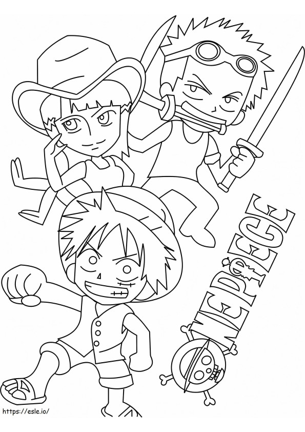 Chibi Zoro Luffy Y Robin coloring page