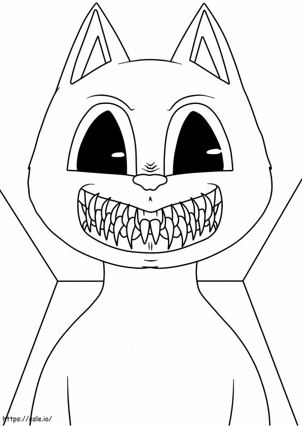 Cara assustadora de gato de desenho animado para colorir