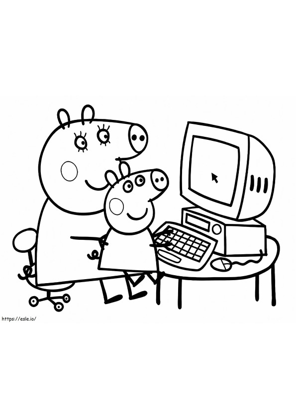 Coloriage Peppa Pig et maman cochon à imprimer dessin