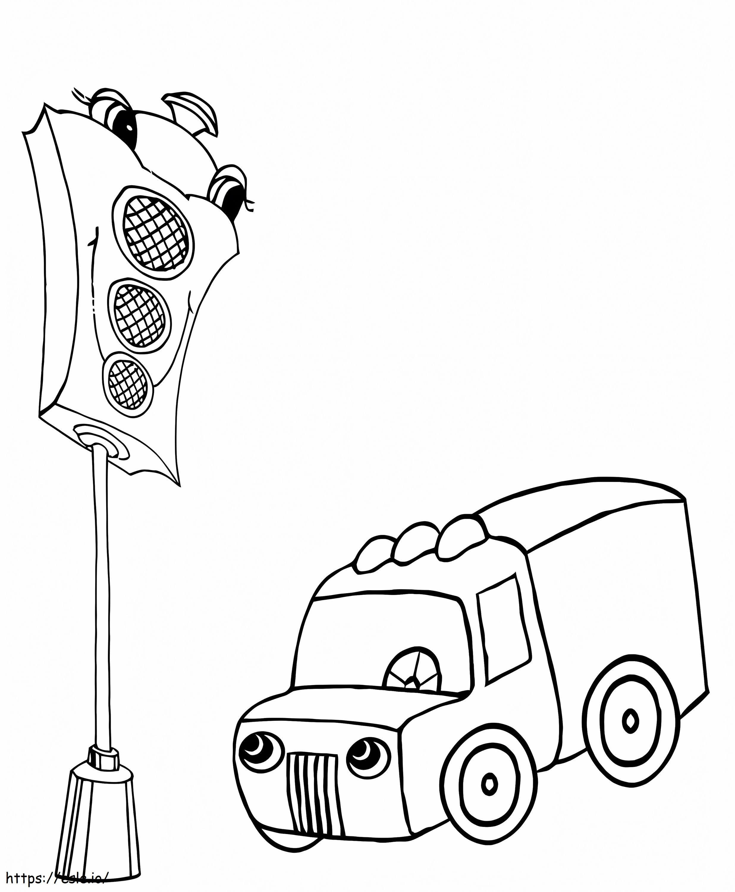 Cartoon Car And Traffic Light coloring page