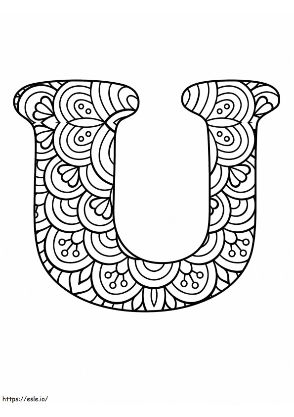 Litera U Mandala Alfabet de colorat