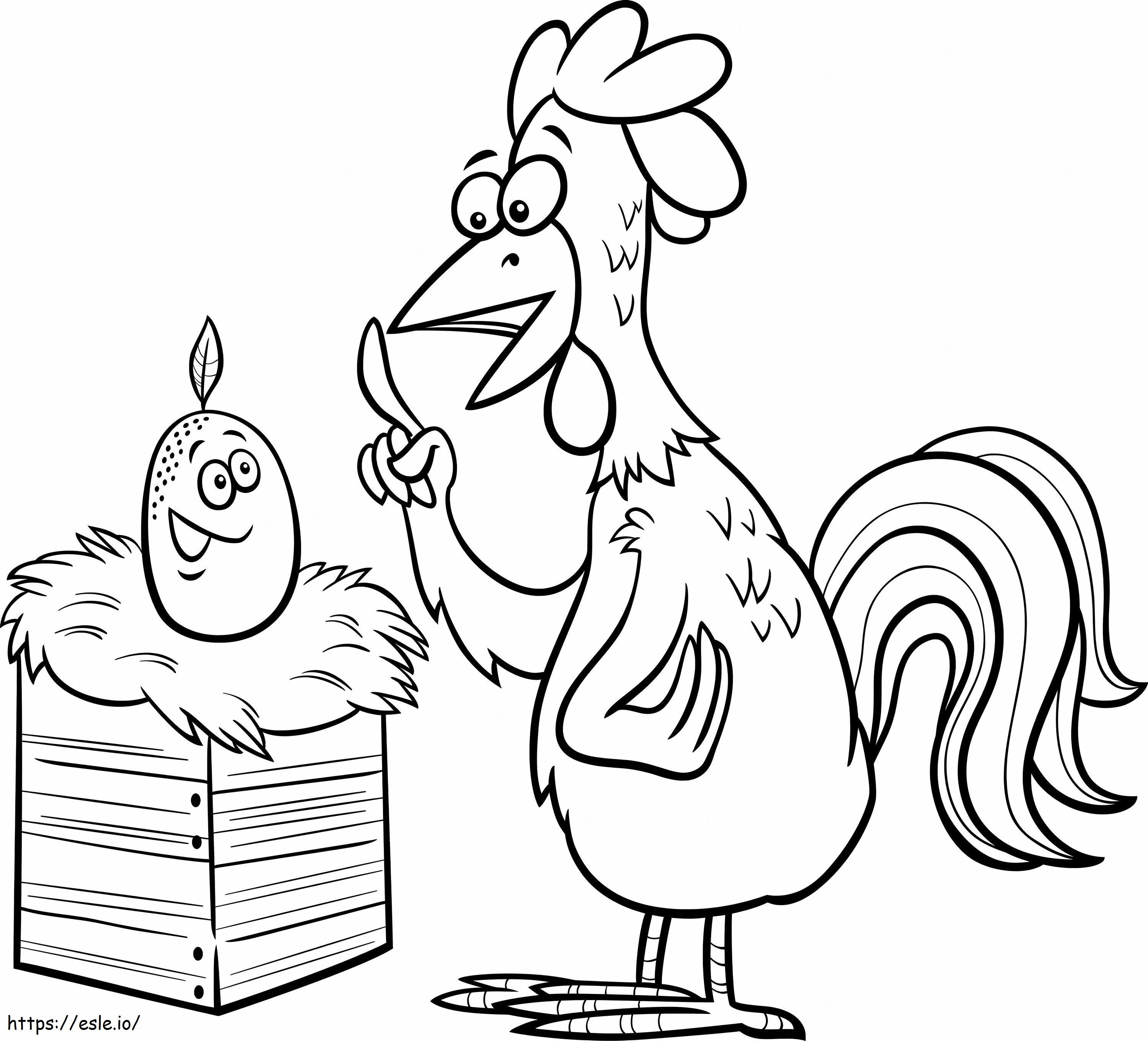 Cartoon Rooster And Egg coloring page