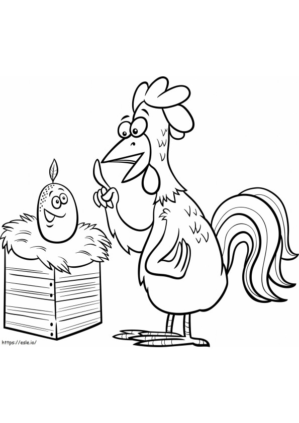 Gallo y huevo de dibujos animados para colorear