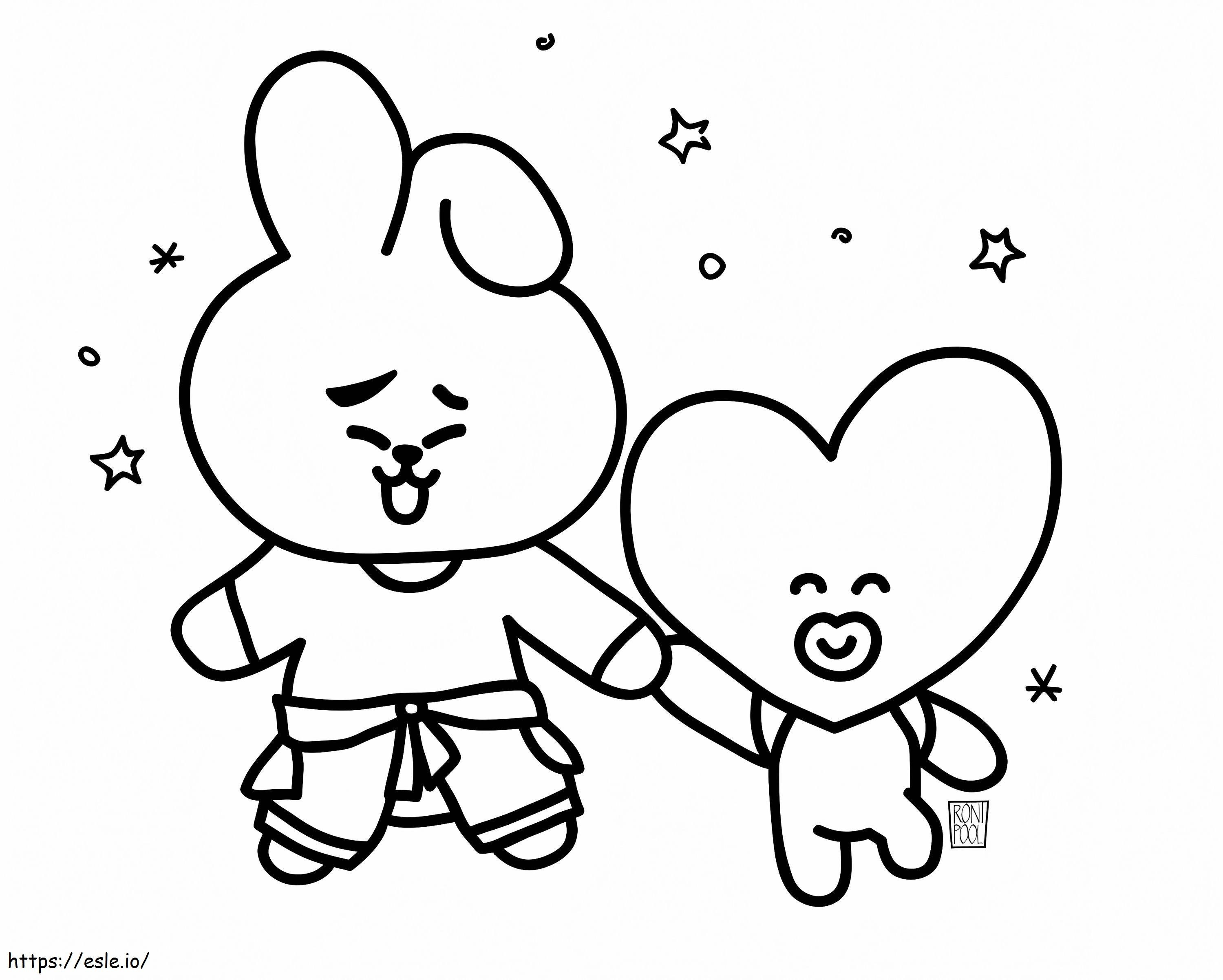 Cooky And Tata BT21 coloring page