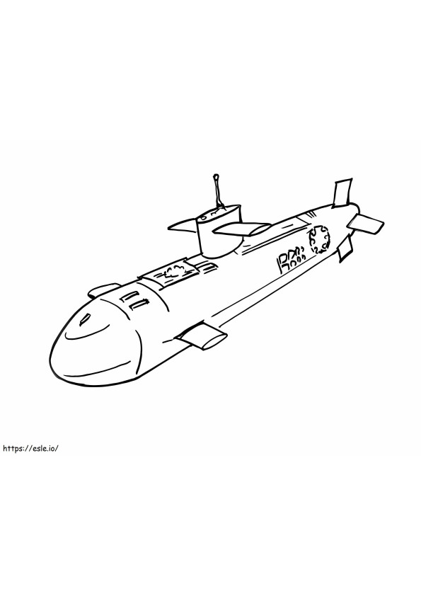 Sotilaallinen sukellusvene värityskuva