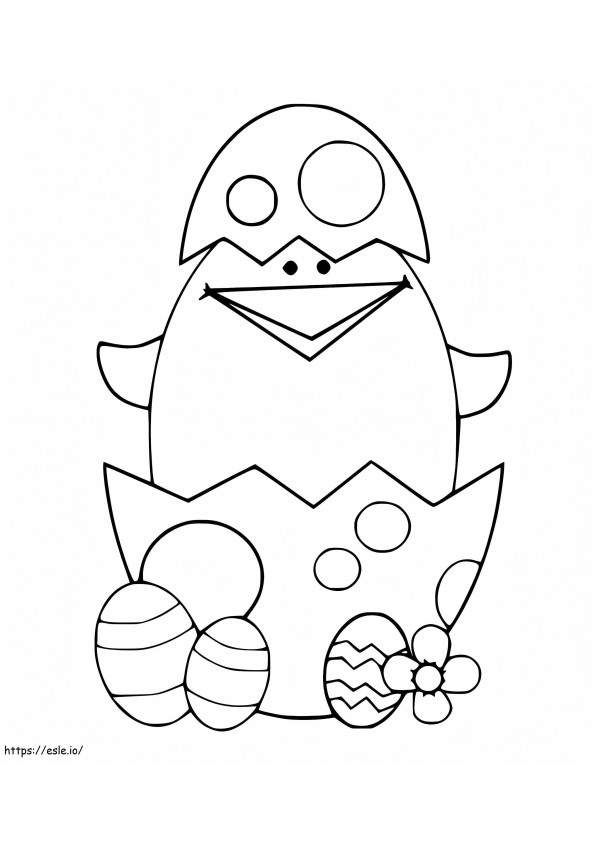 Funny Easter Chick coloring page