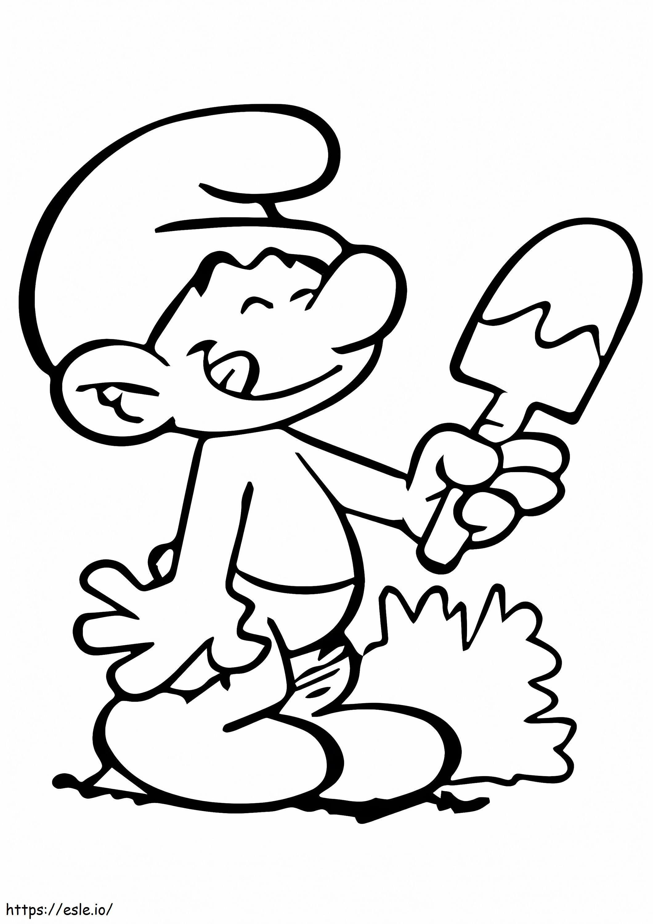 A Smurf With Icecream A4 coloring page