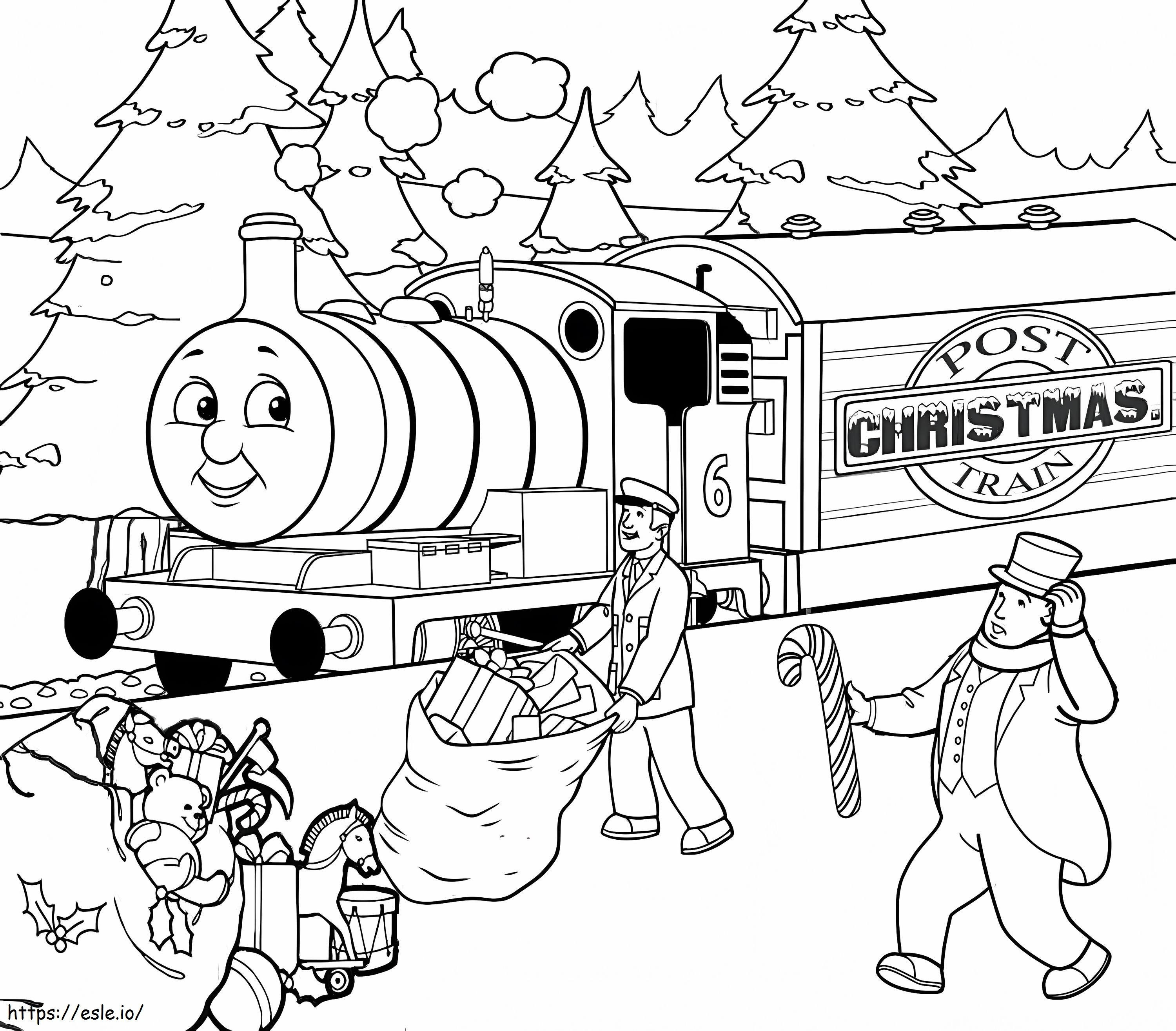Kerstmis Thomas de trein kleurplaat kleurplaat