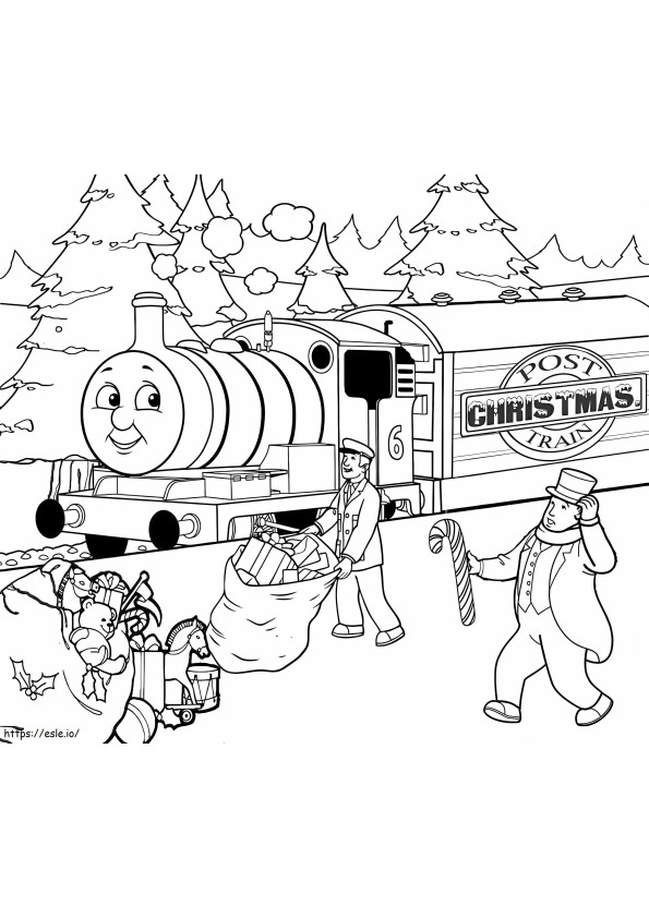 Kerstmis Thomas de trein kleurplaat