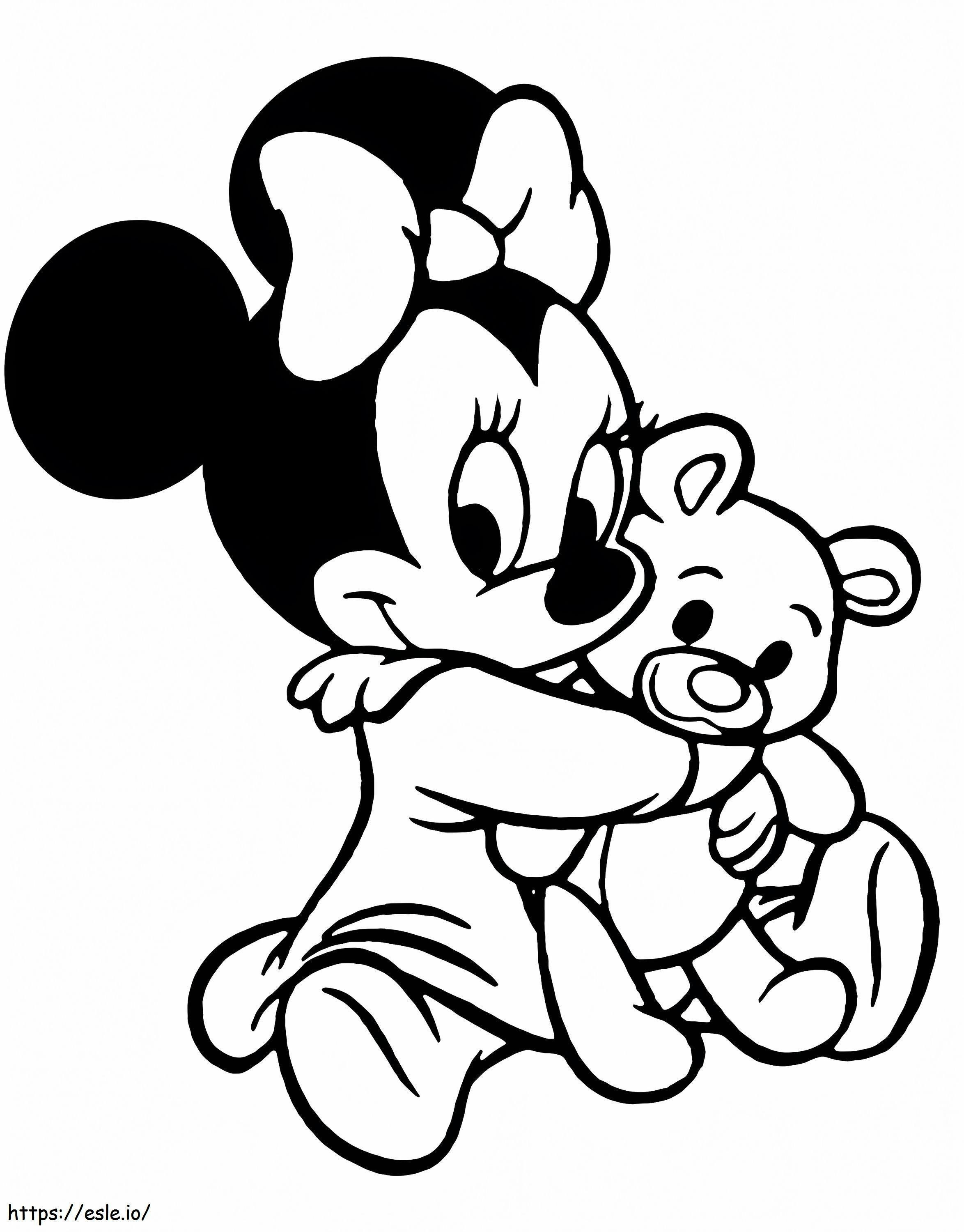 Minnie Mouse en zijn teddybeer kleurplaat kleurplaat