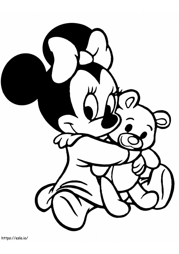 Minnie Mouse And His Teddy coloring page