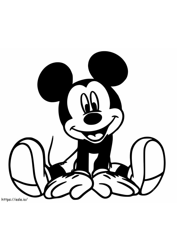 Coloriage  Mickey Mouse souriant A4 à imprimer dessin