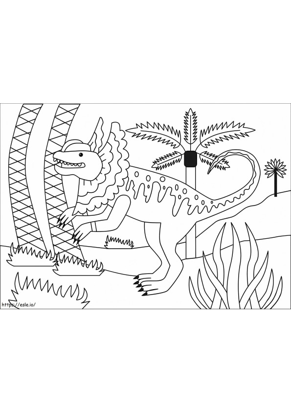 シンプルなディロフォサウルス ぬりえ - 塗り絵