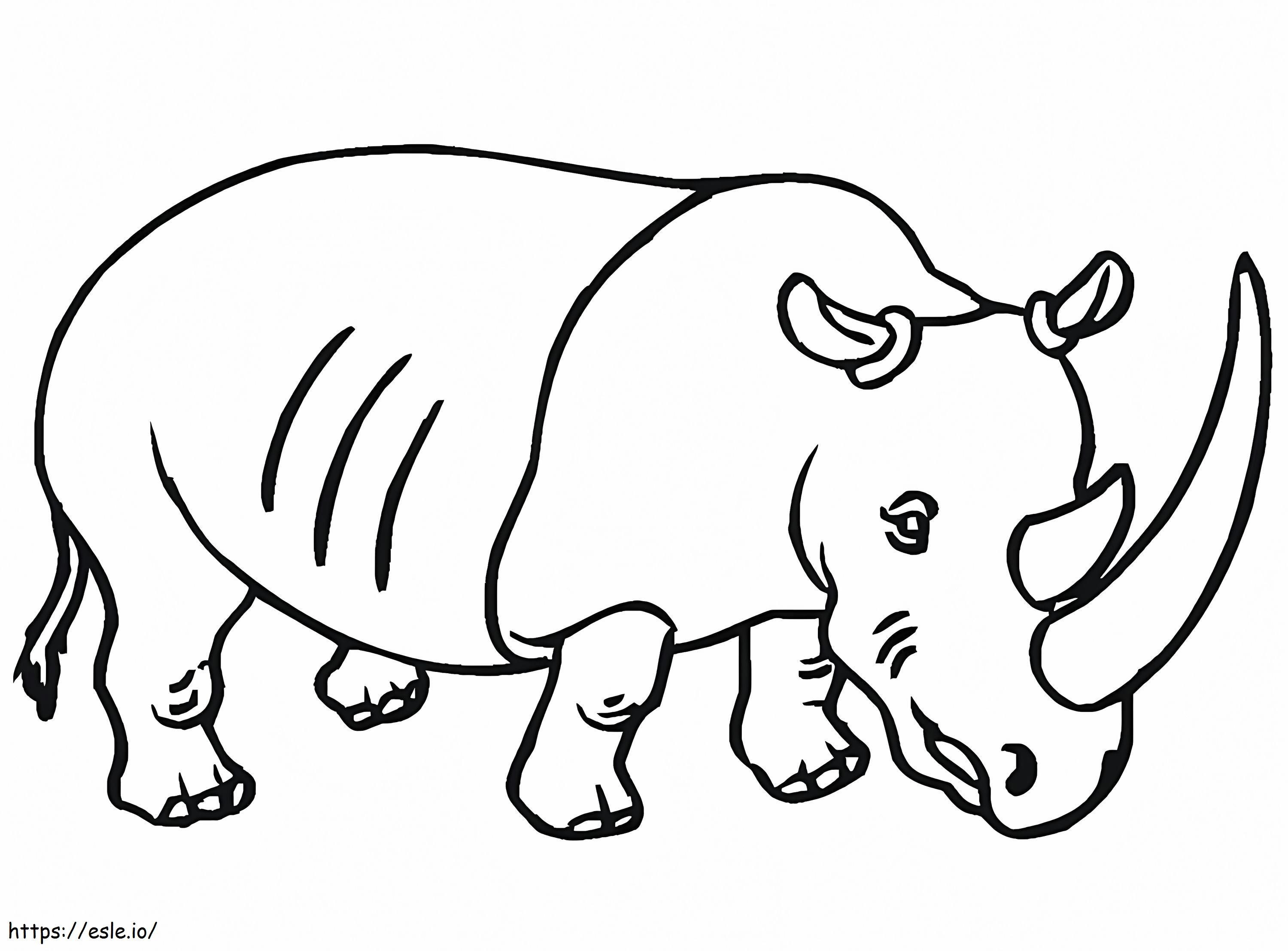 Coloriage Rhino avec grande corne à imprimer dessin