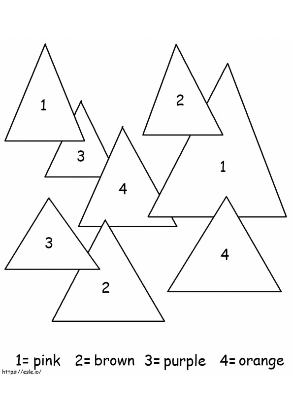 Eenvoudige driehoek kleur op nummer kleurplaat