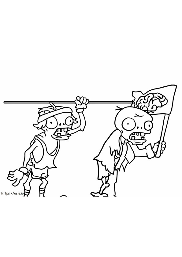 Coloriage Deux zombies à imprimer dessin