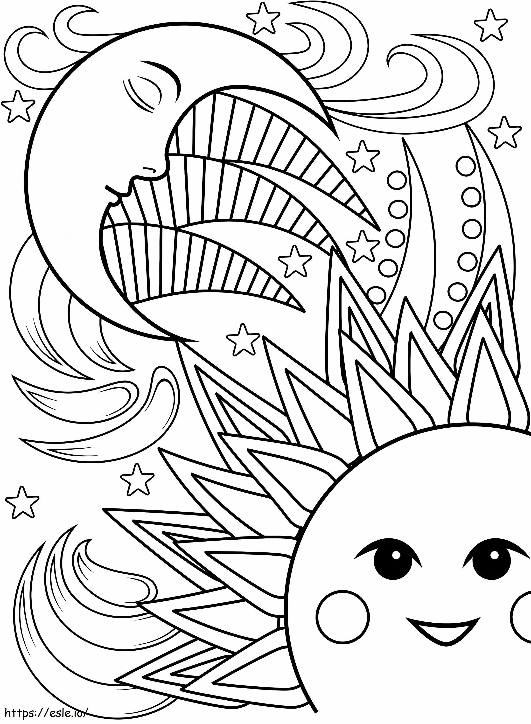 Sun And Moon Printable coloring page