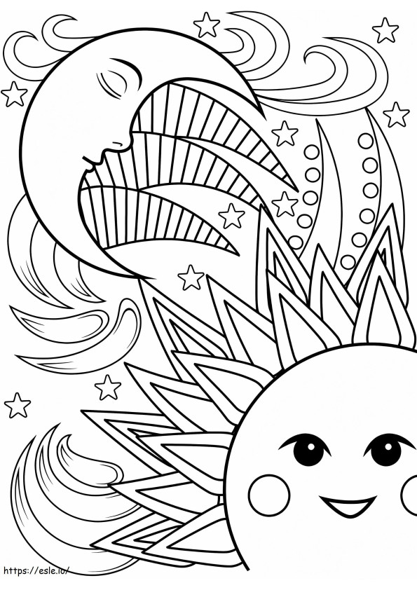 Sun And Moon Printable coloring page
