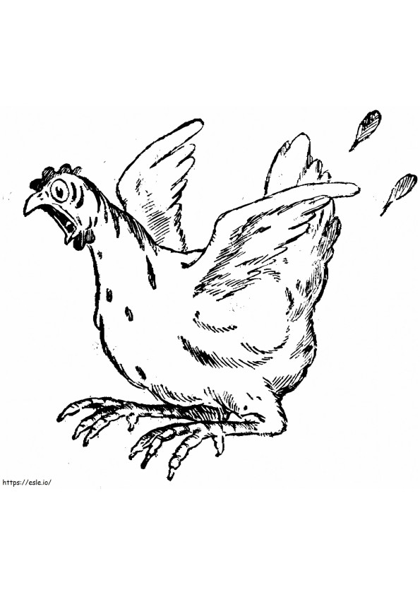 Frightened Hen coloring page