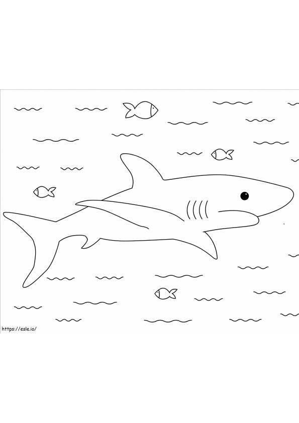 tiburón y peces para colorear