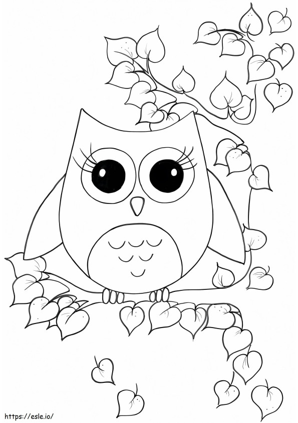Owl On Tree Branch coloring page